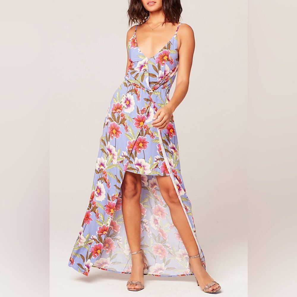 L*SPACE Riptide Lost in Ibiza Floral High Low Maxi Dress Purple S NWT